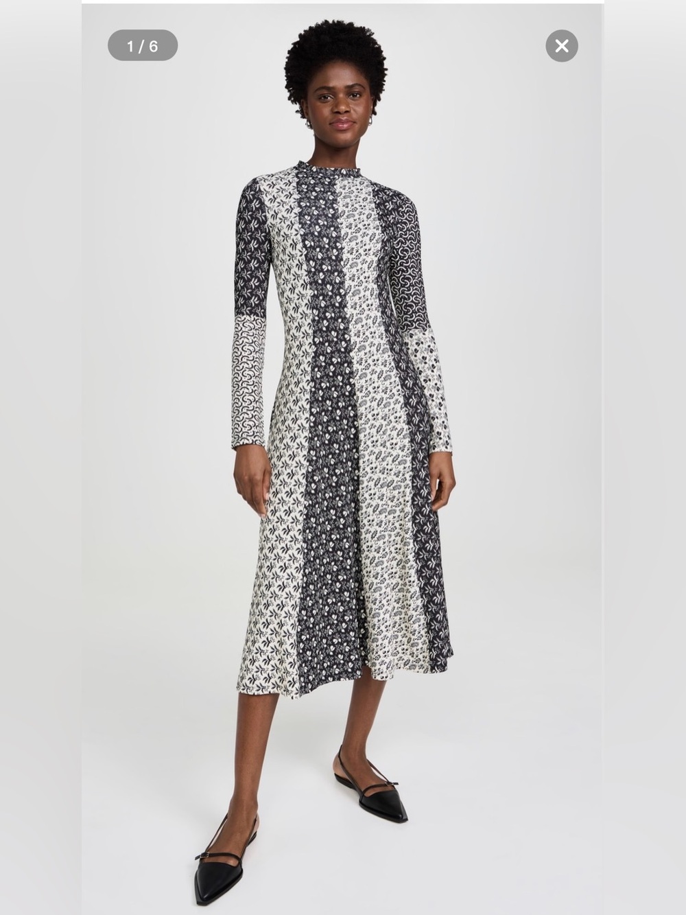 Sea Panna Printed Long Sleeve Dress, size XS